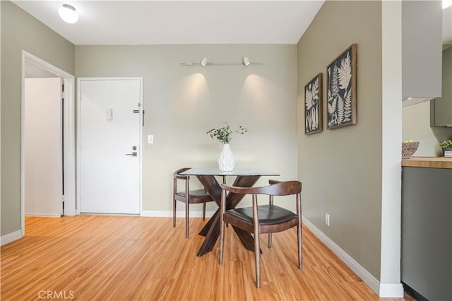 dining area with light hardwood / wood-style flooring