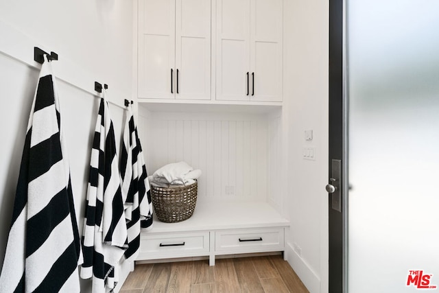 mudroom featuring light hardwood / wood-style flooring