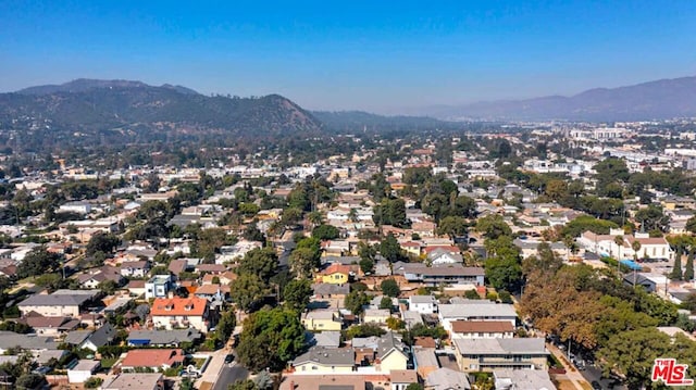 bird's eye view with a mountain view