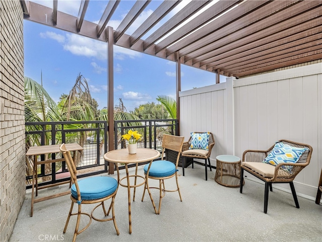 view of patio / terrace featuring a pergola