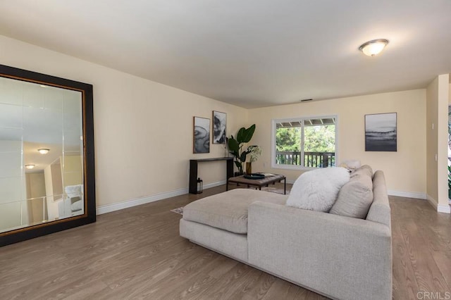 living room with light hardwood / wood-style flooring