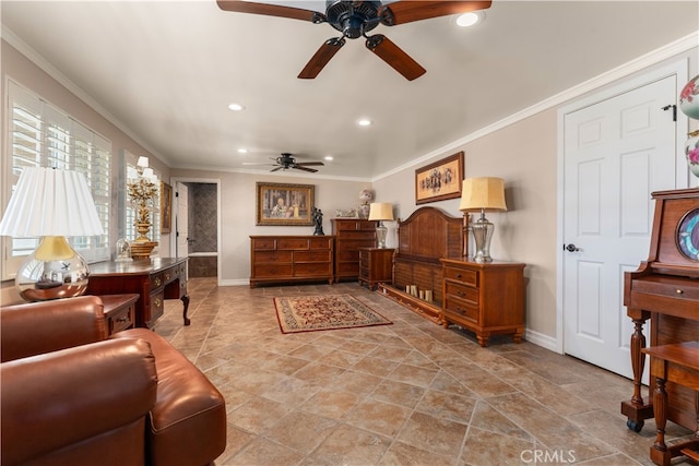 bedroom with crown molding