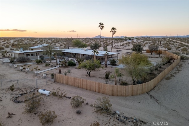 view of aerial view at dusk