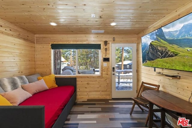 interior space with plenty of natural light and wood ceiling