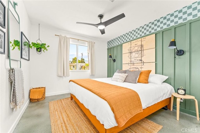 bedroom featuring ceiling fan