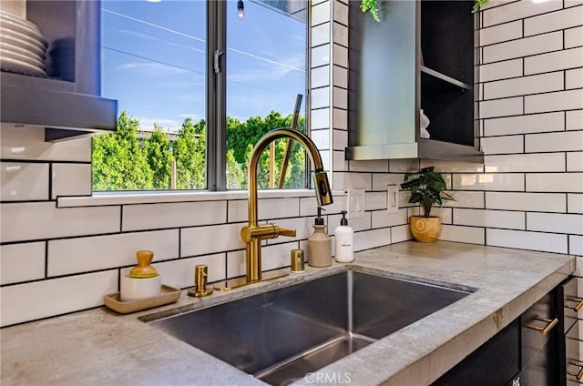 room details with backsplash and sink