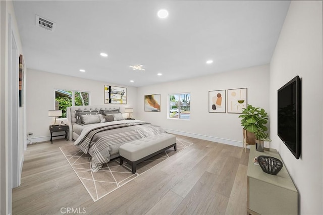 bedroom featuring light wood-type flooring