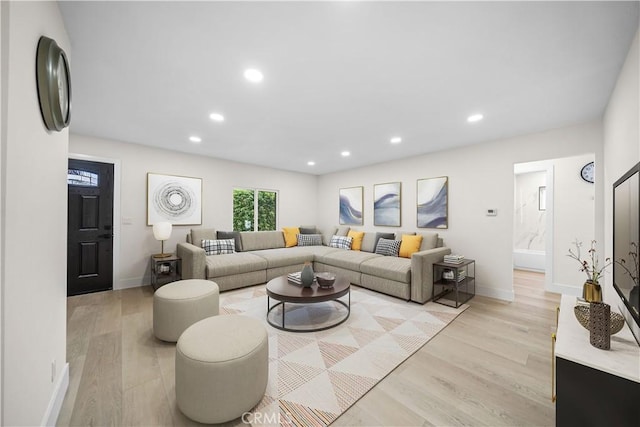 living room featuring light hardwood / wood-style floors