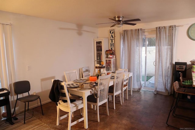 dining room featuring ceiling fan