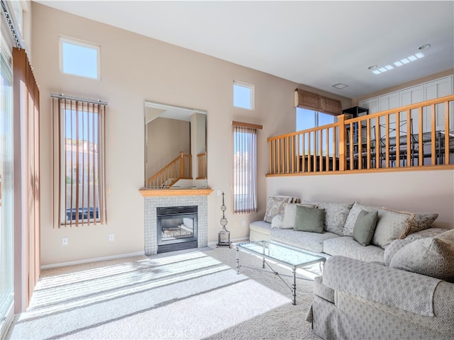 living room with carpet floors