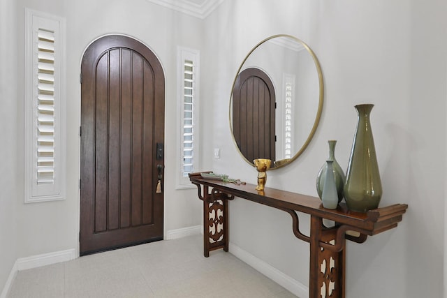 foyer with ornamental molding