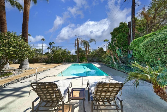 view of swimming pool with a patio area