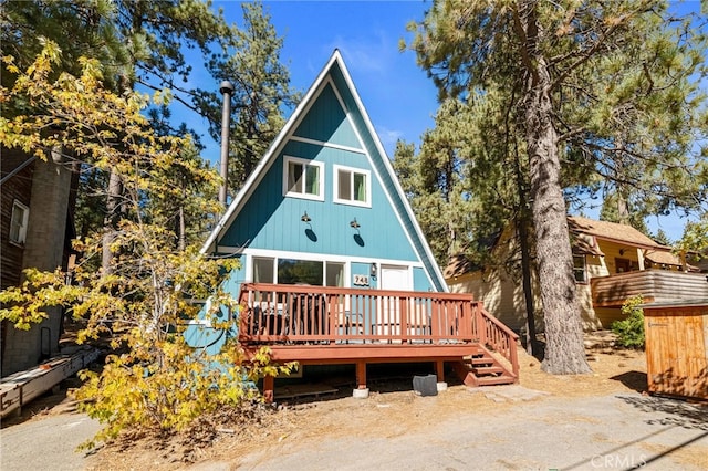 view of front of property with a deck