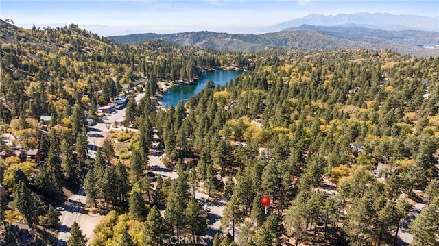 aerial view with a water and mountain view