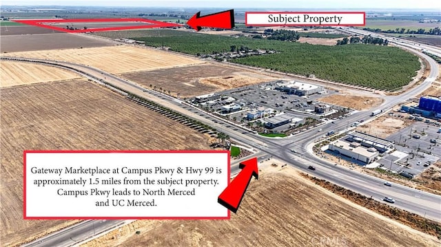 4321 E Mission Ave, Merced, CA 95341 - overview of rural landscape with rows of crops