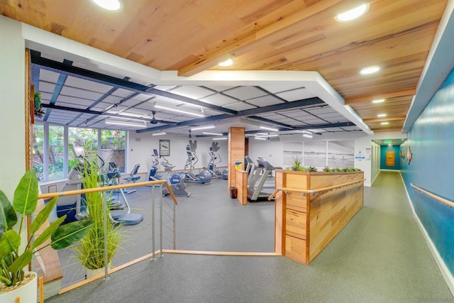 interior space featuring wooden ceiling