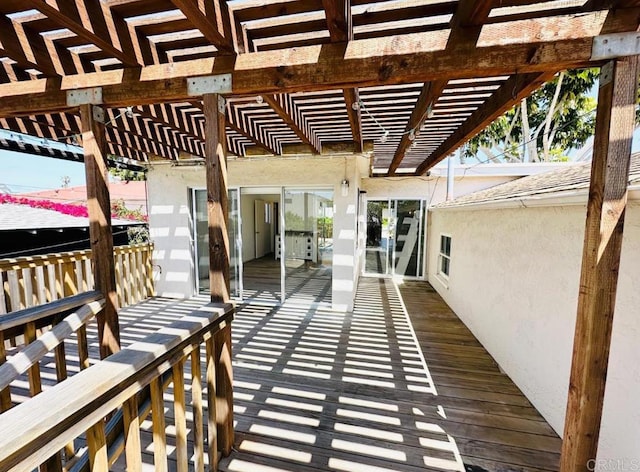 deck featuring a pergola