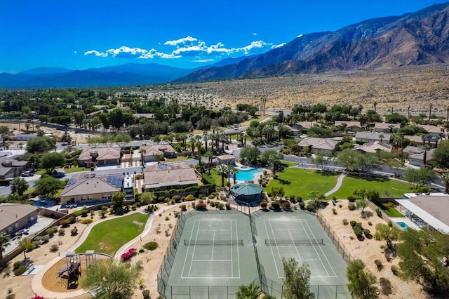 aerial view with a mountain view