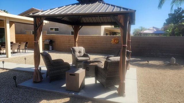 view of patio with a gazebo and grilling area