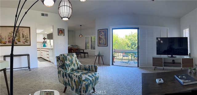 carpeted living room with a healthy amount of sunlight