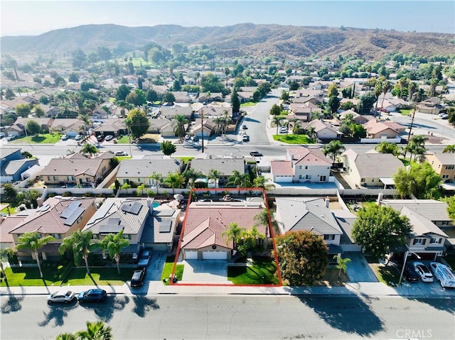 drone / aerial view with a mountain view