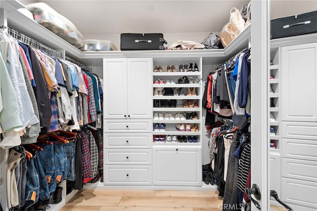 spacious closet with light wood-type flooring