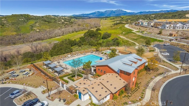 aerial view featuring a mountain view