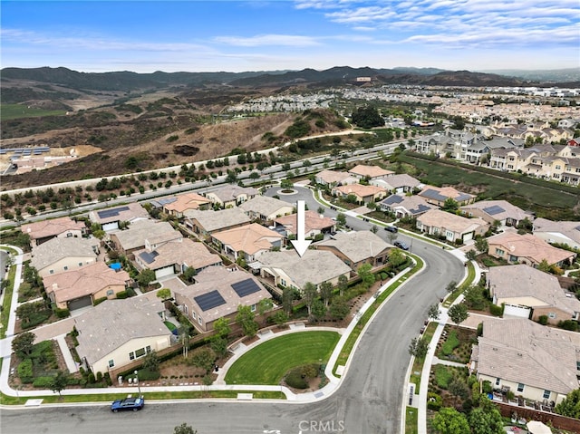 aerial view with a mountain view