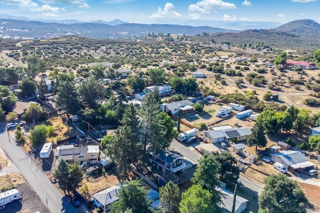 birds eye view of property with a mountain view