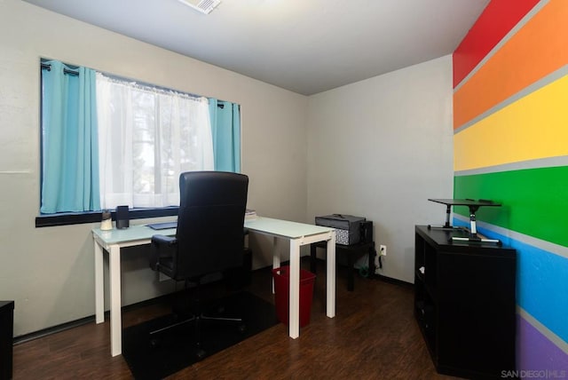 office featuring dark hardwood / wood-style floors