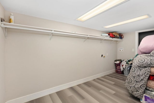 spacious closet featuring hardwood / wood-style flooring