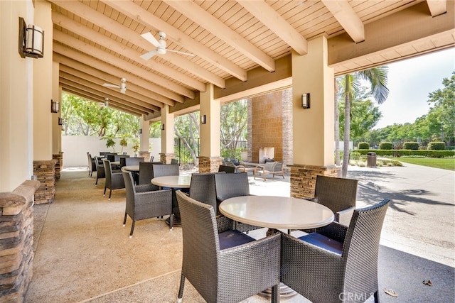 view of patio / terrace with ceiling fan