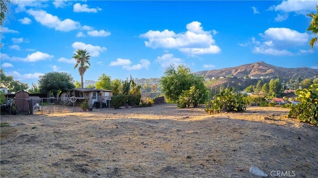 view of yard featuring a mountain view