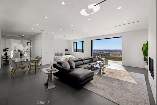 living area featuring recessed lighting