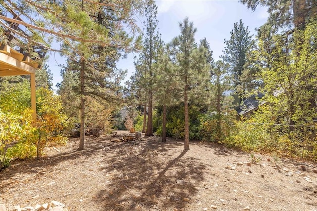 view of yard featuring a view of trees