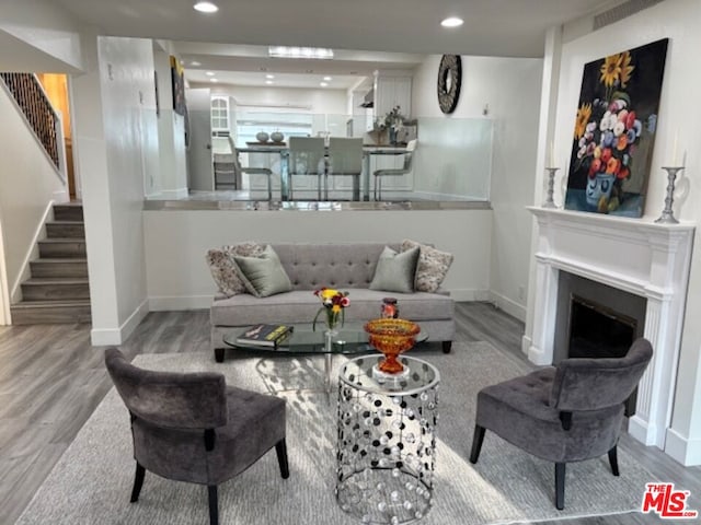 living room featuring light wood-type flooring