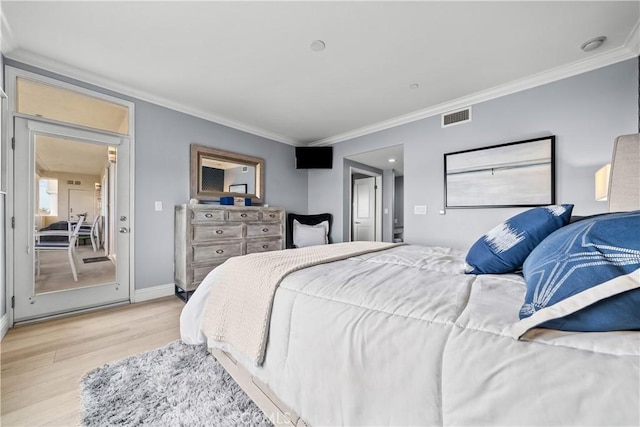 4344 Tradewinds Dr, Oxnard, CA 93035 - bedroom with light wood-style flooring, ornamental molding, and baseboards