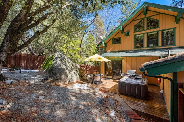 view of yard with a wooden deck