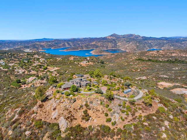 aerial view with a water and mountain view