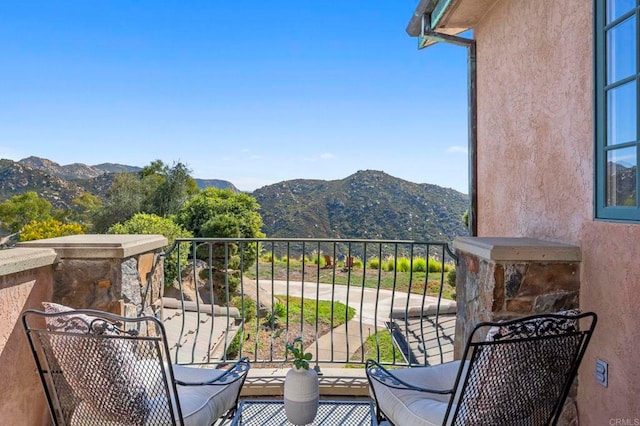 balcony with a mountain view