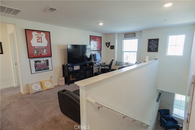 living room with carpet