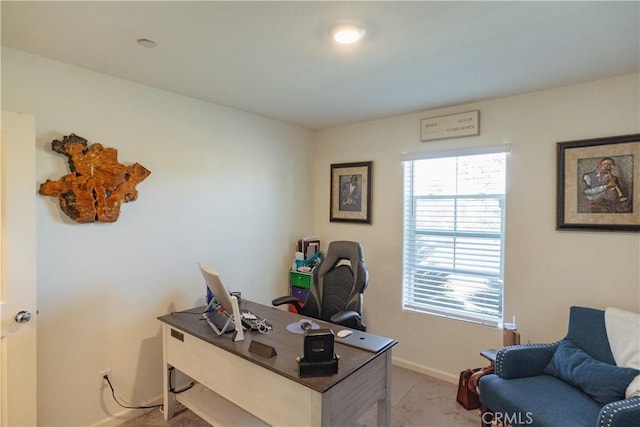 view of carpeted home office