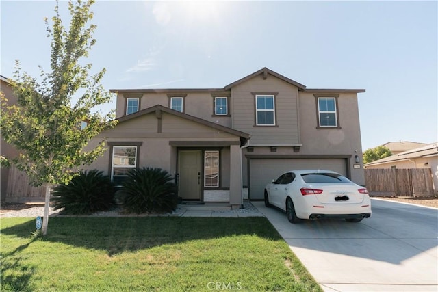 front of property featuring a garage and a front lawn