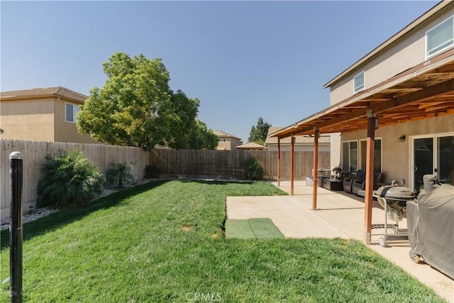 view of yard with a patio area