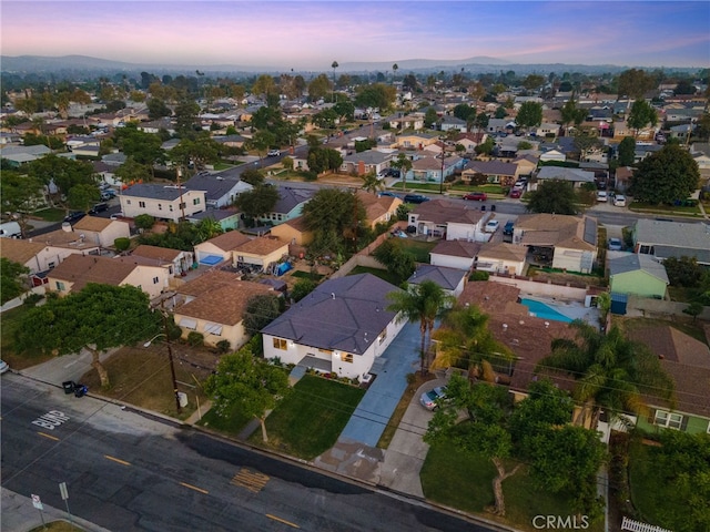 view of aerial view at dusk