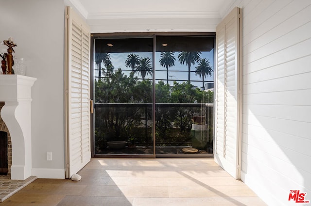 interior space featuring ornamental molding