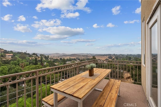 balcony with a mountain view