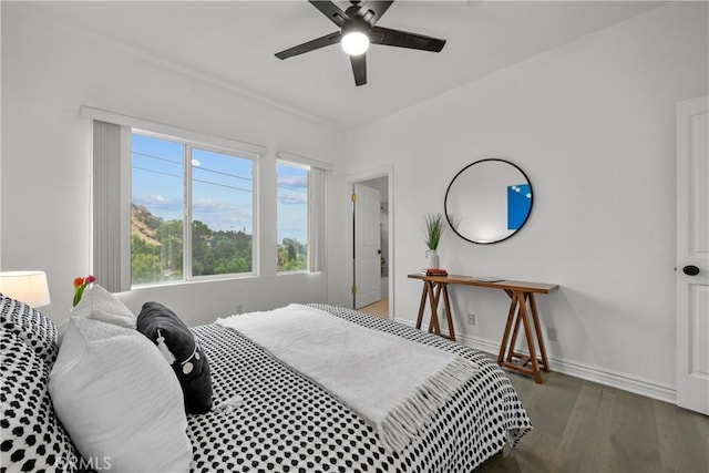 8350 Hillcroft Dr, West Hills, CA 91304 - bedroom with baseboards, wood finished floors, and a ceiling fan
