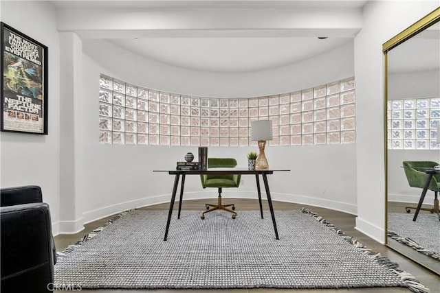 office area featuring hardwood / wood-style floors