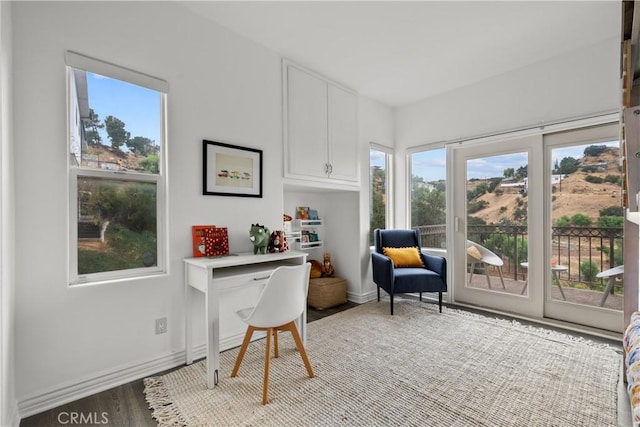 office space featuring light hardwood / wood-style flooring